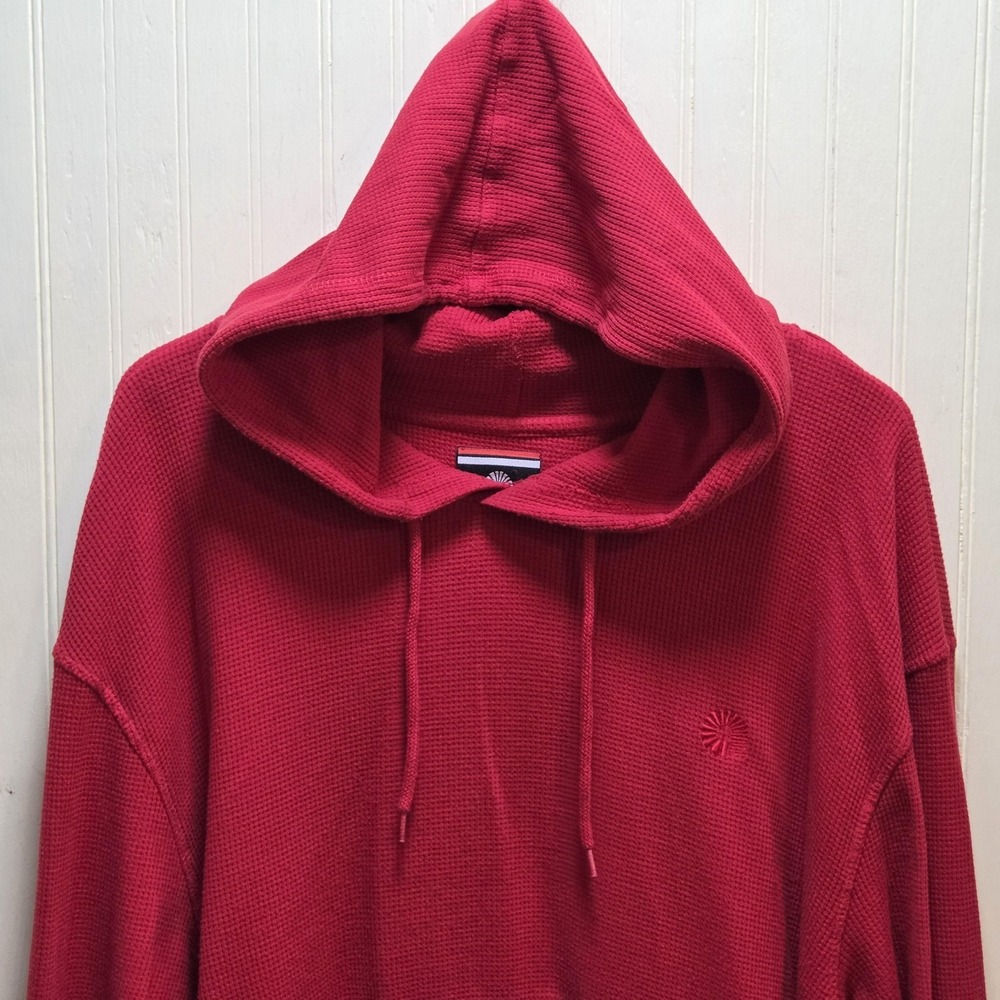 Akademiks Hoodie Mens 5XL Red Black Waffle Knit Colorblock Pullover Big Tall